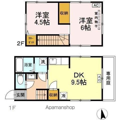 広島電鉄皆実線 皆実町六丁目駅 徒歩9分 2階建 築54年(2DK)の間取り写真