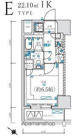 LEXE 横濱関内(1K/10階)の間取り写真