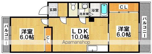 大阪メトロ御堂筋線 あびこ駅 徒歩9分 4階建 築33年(2LDK/1階)の間取り写真