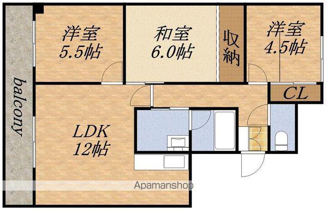 サントアリオデ大谷地(3LDK/5階)の間取り写真