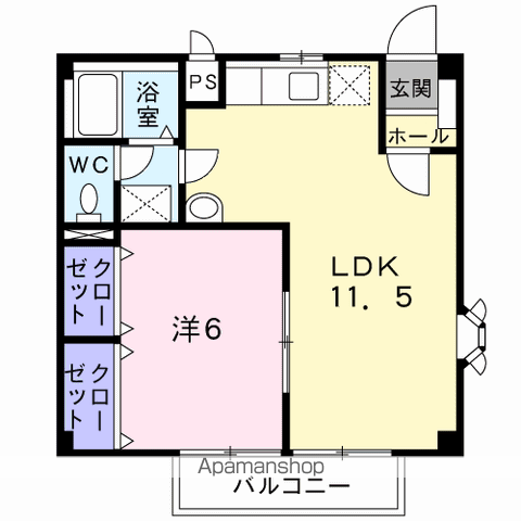 ドリームハイツ(1LDK/2階)の間取り写真