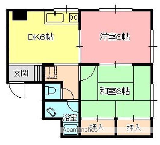 第二高殿ビル(2DK/3階)の間取り写真
