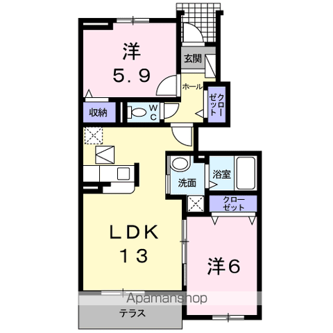 メゾン ド プラリネ(2LDK/1階)の間取り写真