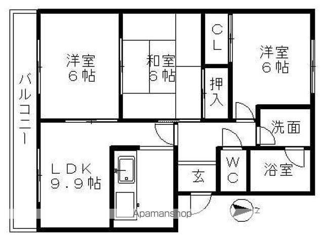 エクセレント上小田井(3LDK/3階)の間取り写真