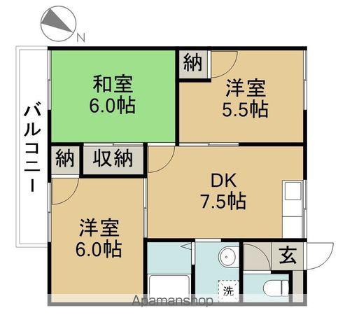 ハミング春日A棟(3DK/2階)の間取り写真