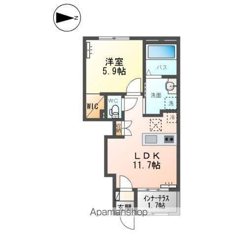 ドゥ シェルポン(1LDK/1階)の間取り写真