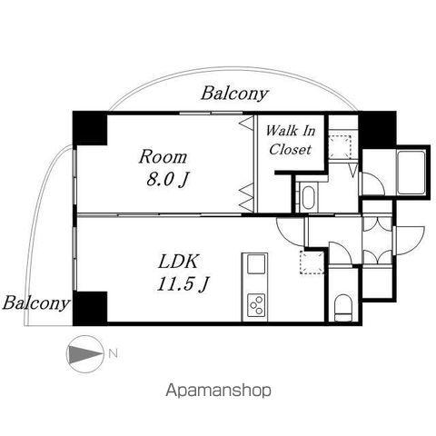 さくらHILLSリバーサイドイースト(1LDK/8階)の間取り写真