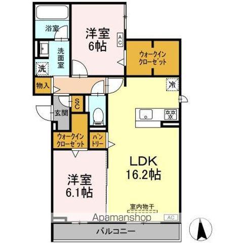 グラシオン(2LDK/2階)の間取り写真