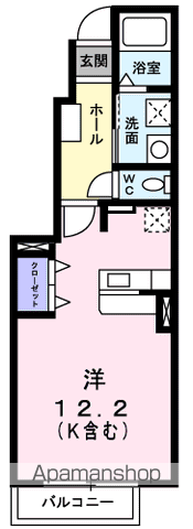 アクティブⅠ(1K/1階)の間取り写真