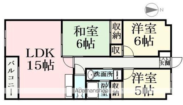 ローズ・ヴィラ二の宮(3LDK/6階)の間取り写真