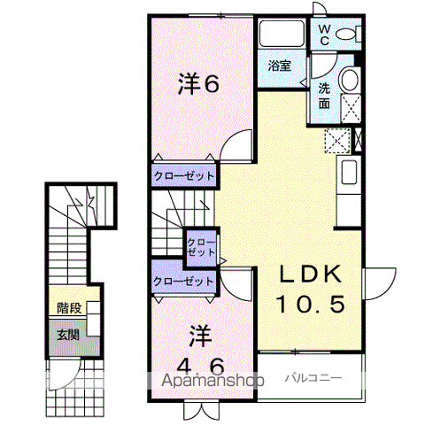 オーシャンハイツ(2LDK/2階)の間取り写真