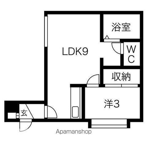 リバティーⅡ(1DK/2階)の間取り写真