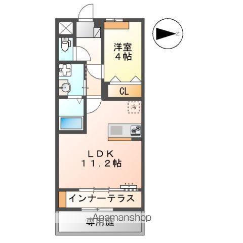 ユースハイム(1LDK/1階)の間取り写真