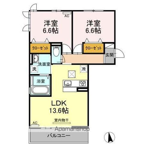 エポックハイツ屋島(2LDK/1階)の間取り写真