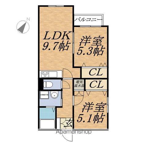 NEST円山(2DK/2階)の間取り写真