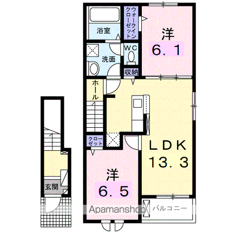レスポワール D(2LDK/2階)の間取り写真