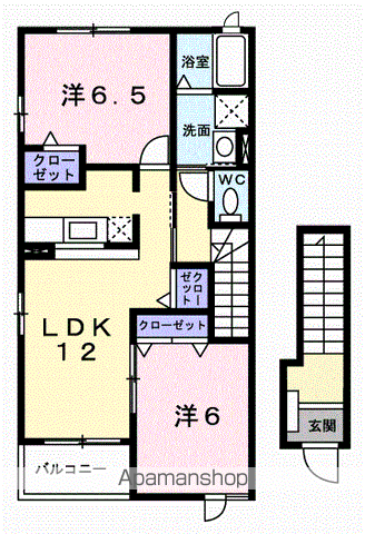 ベル アンジュ1(2LDK/2階)の間取り写真