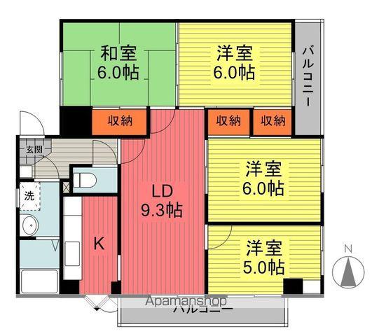 クレール ヒロ(4LDK/4階)の間取り写真