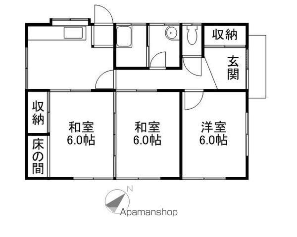 山形県鶴岡市 1階建 築42年(3DK)の間取り写真