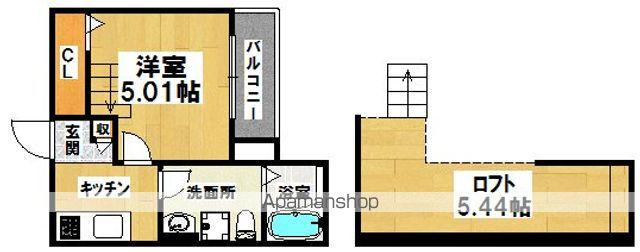 リジョルテ堺(1K/2階)の間取り写真