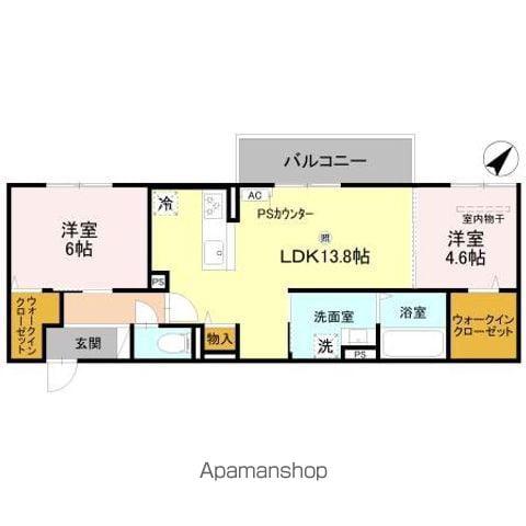 VALLE ALTA(2LDK/3階)の間取り写真