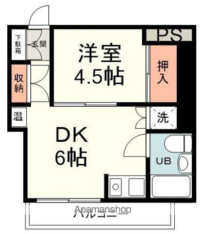 ボーセジュール・サツカビル(1DK/5階)の間取り写真