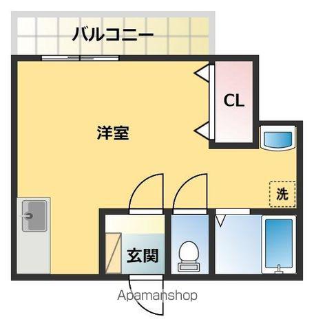 ドムドーラ(ワンルーム/2階)の間取り写真