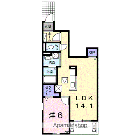 ストラーダ ディ ラピス(1LDK/1階)の間取り写真
