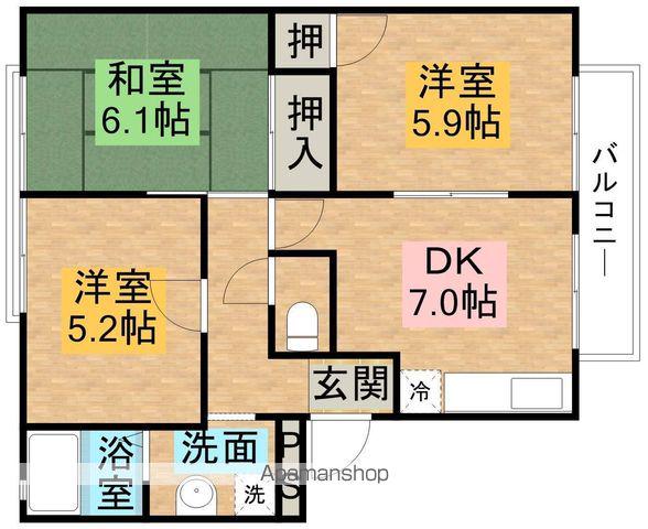 フレグランスアンナイA棟(3DK/2階)の間取り写真