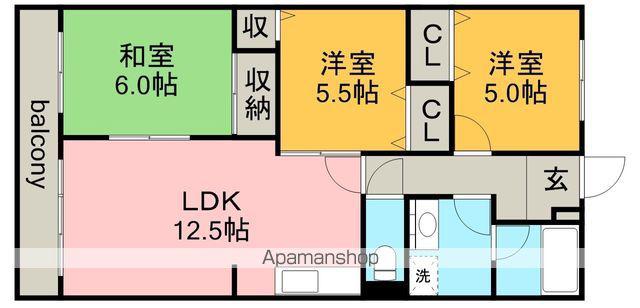コンフォート末広(3LDK/3階)の間取り写真