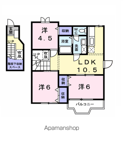 アヴニールⅠ(3LDK/2階)の間取り写真
