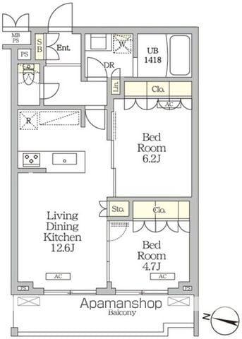 ミレーネ滝野川(2LDK/3階)の間取り写真