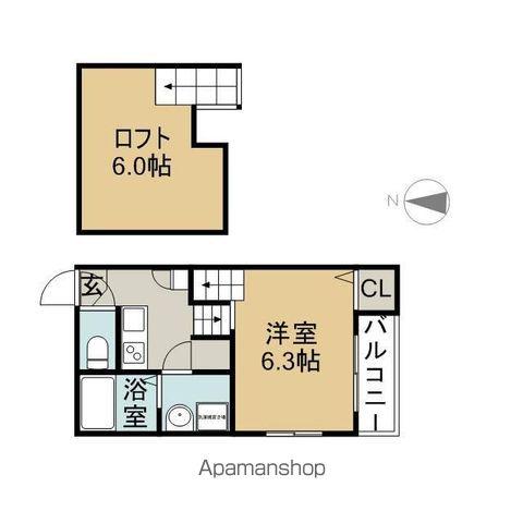 ハーモニーテラス八代町Ⅲ(1K/1階)の間取り写真