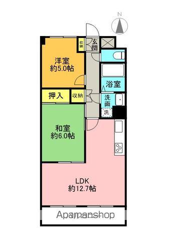コスモハイツ(2LDK/4階)の間取り写真
