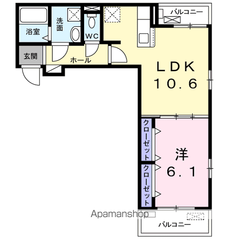 ラシュレ(1LDK/3階)の間取り写真