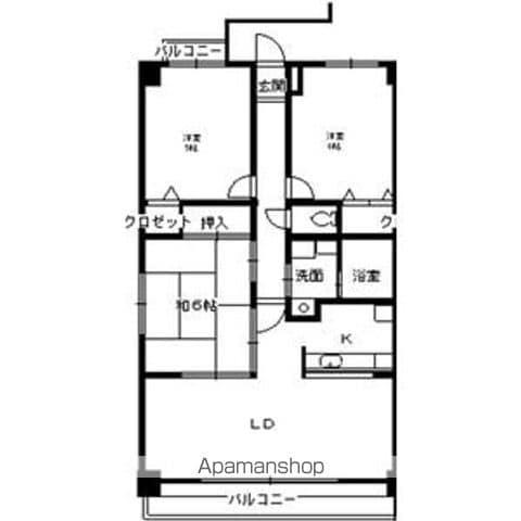 社ヶ丘ヒルズ(3LDK/3階)の間取り写真