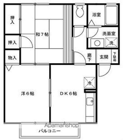 プレインA(2DK/2階)の間取り写真