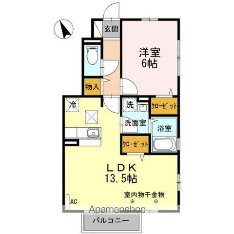 グレースコートミレニアB(1LDK/1階)の間取り写真