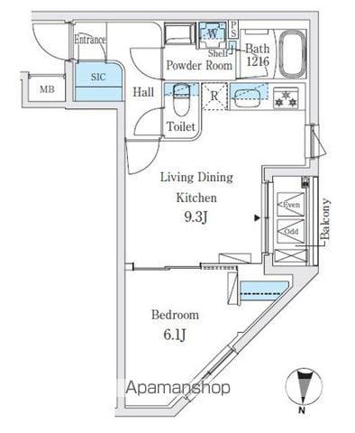 SOLASIARESIDENCE亀戸(1LDK/4階)の間取り写真
