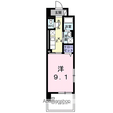 シャロミエール(1K/6階)の間取り写真