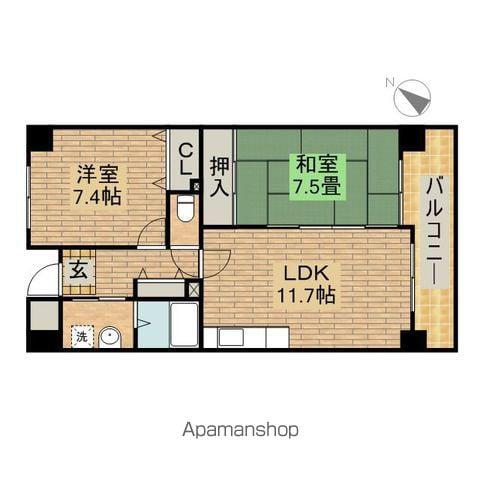 グランシェールS(2LDK/1階)の間取り写真