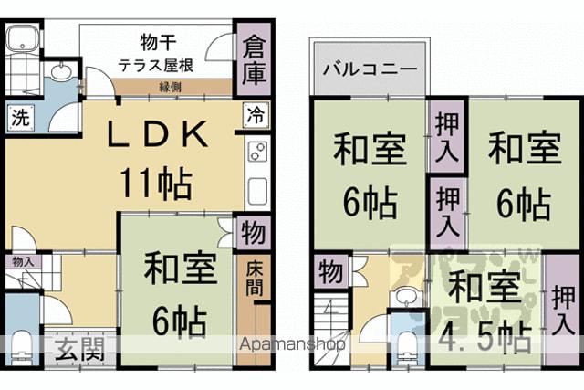 京福北野線 北野白梅町駅 徒歩5分 2階建 築50年(4LDK)の間取り写真