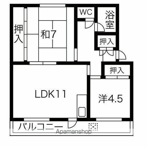 服部ハイツ(2LDK/2階)の間取り写真