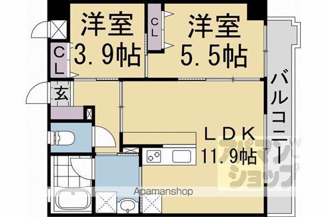 グランドラティス河原町七条(2LDK/1階)の間取り写真
