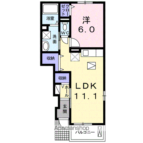 PLAISIR桜館(1LDK/1階)の間取り写真