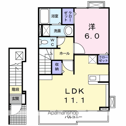 プリマベーラ B(1LDK/2階)の間取り写真