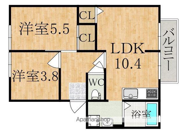 ブリーズ大安寺(2LDK/2階)の間取り写真