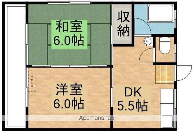 コーポインパドル(2K/2階)の間取り写真