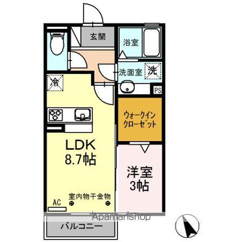 東海道本線 清水駅(静岡) バス乗車時間：28分 しずてつバス　白浜停バス停で下車 徒歩7分 2階建 築8年(1LDK/2階)の間取り写真