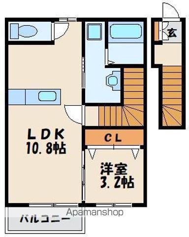ラフォーレ名残ⅣB(1LDK/2階)の間取り写真